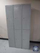 A Bisley triple section locker fitted six doors