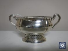 A continental silver twin handled salt