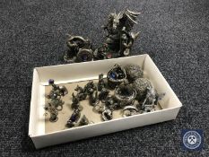 A small quantity of metal figures including Myth & Magic dragon figures,