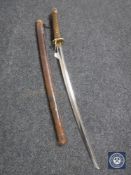 A Second World War Japanese NCO's katana, the 69cm blade numbered 40966,