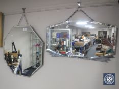 Two early 20th century unframed mirrors