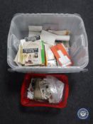A box of cigarette cards, post cards,