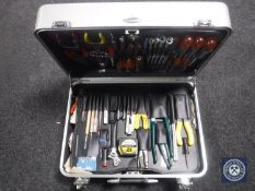 A professional Jensen Tools aluminium tool case with security lock,