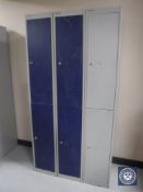A Bisley triple section locker fitted six doors