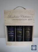 A 2015 Bordeaux Chateaux Limited Edition case of three bottles; Chateau Peyredoulle,