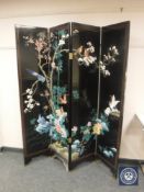 A Japanese lacquered four way folding screen,