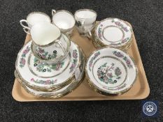 A tray of thirty-nine pieces of Indian Tree pattern china