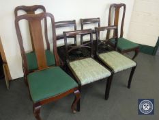 Three mahogany chairs and two pairs of dining chairs (7)
