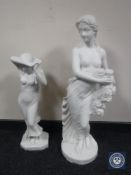 Two resin figures of maidens