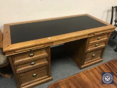 A good quality pine pedestal desk,