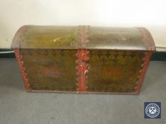 A 19th century hand painted metal bound shipping trunk