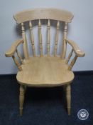 A pine armchair