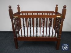 A pine cot and interior