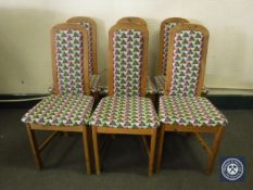 Set of six pine framed dining chairs