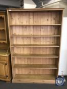 A large set of pine open bookshelves