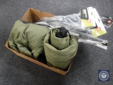 A box of fishing overalls,