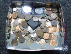 A tin containing crowns and pre-decimal British coinage including Victorian and Edwardian British