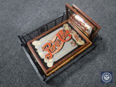 A basket of six framed picture mirrors - Schweppes, Pepsi Cola,