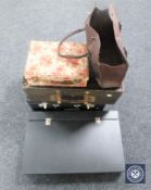 Two vintage cases, vintage leather bag,