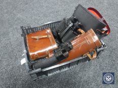 Two pairs of leather cased binoculars by Zeiss together with a leather cased monocular by Barr &