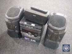 A Sony hifi component system with speakers and remote