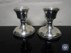 A pair of silver dwarf candlesticks, height 6.