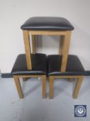 Three oak dressing table stools