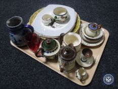 A tray of French pottery plate, tourist china,