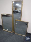 Three gilt framed mirrors