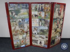 An early 20th century four fold scrap screen