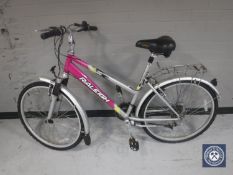 A Raleigh mountain bike and a car bike rack