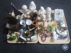 Two trays of Parian busts,