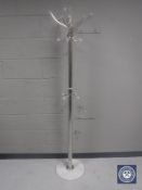 A contemporary hat and coat stand