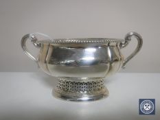 A continental silver twin handled salt