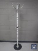 A contemporary hat and coat stand