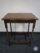 An oak barley twist occasional table