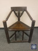 A carved oak Turner's chair,