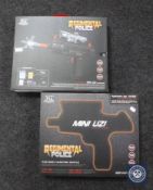 Two boxed Regimental Police mini uzi electric water guns