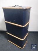 An early 20th century wooden bound travelling trunk