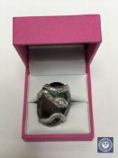 An unusual 18ct white gold and diamond set snake ring