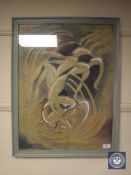 Wendy Wood, Abstract figures dancing, watercolour, 48cm by 65cm, signed.