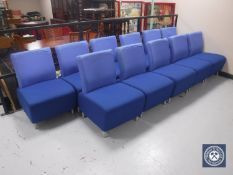 Eleven blue two tone Senator reception chairs
