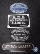 Four cast iron railway plaques