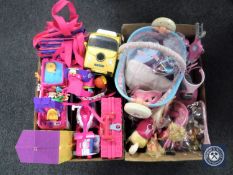 Two boxes containing children's toys to include rescue hospital,