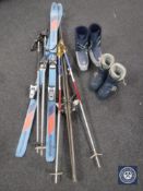 A pair of Atomic skis, pair of Castle skis,