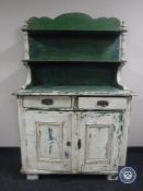 A painted pine buffet back dresser