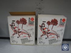 Two boxed Flare adjustable lounger chairs with cushions