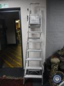 A set of aluminium folding steps and three way combination ladder