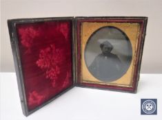 A Victorian daguerreotype portrait in case