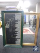 A framed oil on canvas of an orchestra,